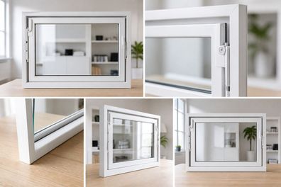 Kunststoffkellerfenster braun mit Isolierglas 2.0