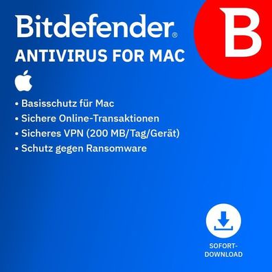 Bitdefender Antivirus FOR MAC / 1 Gerät / 2 Jahre / ESD