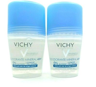2 x VICHY DEO Roll-on Mineral 48h ohne Aluminium & alcohol 50 ml