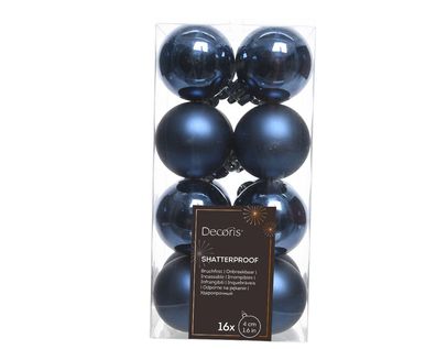 Weihnachtsbaumkugeln bruchfest Ø 4 cm 16 Stück blau