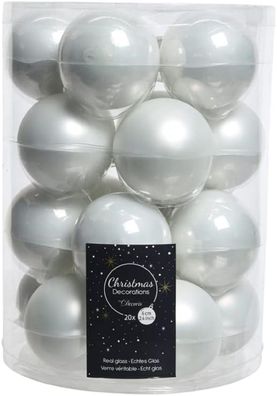 Weihnachtsbaumkugeln Glas Ø 4 cm winterweiß 18 Stück