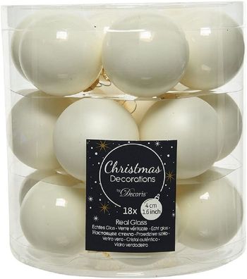 Weihnachtsbaumkugeln Glas Ø 4 cm wollweiß 18 Stück