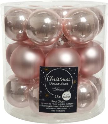 Weihnachtsbaumkugeln Glas Ø 4 cm puderrosa 18 Stück