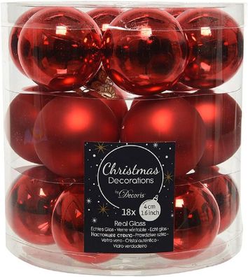 Weihnachtsbaumkugeln Glas Ø 4 cm weihnachtsrot 18 Stück