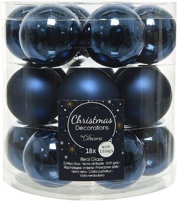 Weihnachtsbaumkugeln Glas Ø 4 cm nachtblau 18 Stück