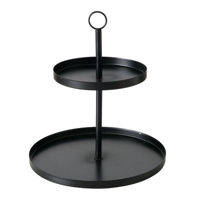 Etagere Samina 2 Ebenen Eisen H 33cm Ø 30cm schwarz