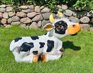 Kuh Dekofigur Statue bunt Aufsteller Deko Figur Bauernhof Tierfigur liegend witzig