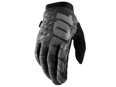 100% Brisker Cold Weather Glove L Heather Grey - warmer MTB-Handschuh mit Top-Grip