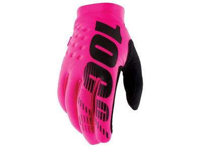 100% Brisker Cold Weather Glove L Neon Pink - warmer MTB-Handschuh mit direktem Griff