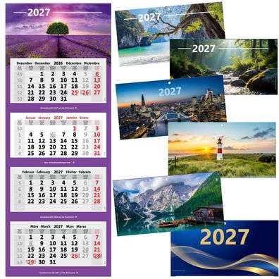 Kombi 4-Monatskalender 2027 Bürokalender großer Wandkalender mit Bild