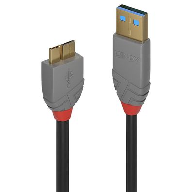 Lindy 36766 Lindy USB 3.0 Kabel Typ A/Micro-B Anthra Line M/M 1m