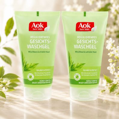 2x150ml Aok Gesichtswaschgel weißem Tee Mischhaut unreine Haut Gesicht Waschgel