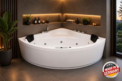 Whirlpool Badewanne mit 21 / 25 Massage Düsen Heizung Ozon Eckwanne Made in Germany