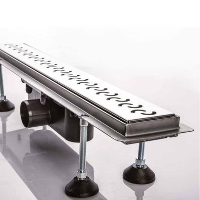 Edelstahl Duschrinne 60cm - 100cm, Abdeckung Welle poliert, komplett Set inkl