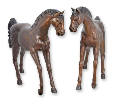 Paar Bronzepferde Bronze Pferd 145cm Replikat Retro Design Dekoration