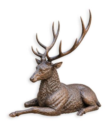 Bronzeskulptur 235cm liegender Hirsch Replikat Retro Design Dekoration