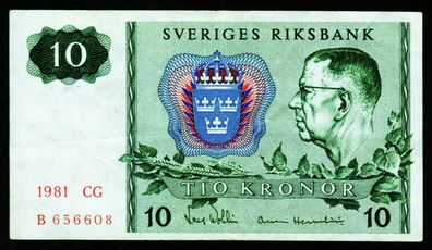 Schweden. 10 Kronor 1981. 52e