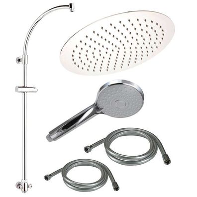Komplett Duschsystem TropenDusche Aufputz mit Kopfbrause Ø40cm, Handbrause Ø120mm