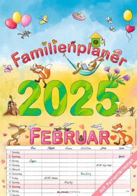 ALPHA 104104 Familienplaner Cartoon - 23,7 x 34 cm, 6 Spalten
