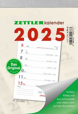 Zettler 660059 Wochenblock 325 - 10,5 x 14,6 cm, 1 Woche / 1 Seite