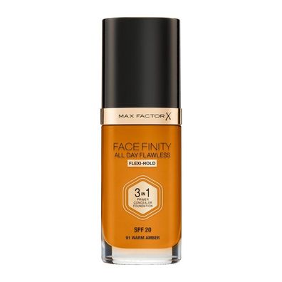 Max Factor Facefinity All Day Flawless 3 in 1 Foundation SPF20 30ml - W91 Warm Amber