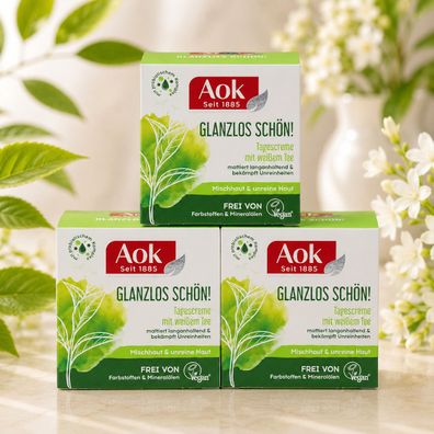 3x50ml Aok Tagescreme mattiert Unreinheiten mit Weißem Tee