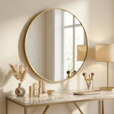 Moderner Design Spiegel BARCA gold Ø80 cm Aluminium gebürstet