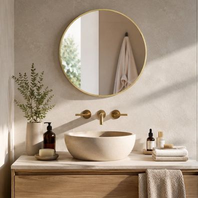 Moderner Design Spiegel BARCA gold Ø60 cm Aluminium gebürstet