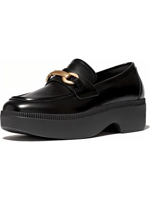FitFlop Damen Loafer F-Luma Chunky-Snaffle Box-Leather D/Wedge Loafers HY3