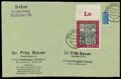 BRD 1951 Nr 140 BRIEF EF X78B492