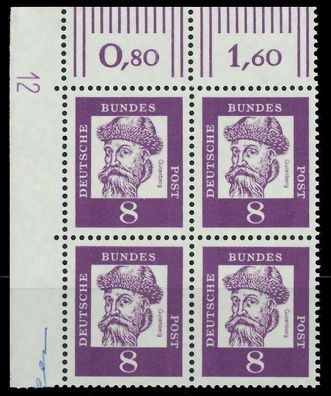 BRD DS BED DEUT Nr 349y DZ12 postfrisch Viererblock ECK X7E84F6