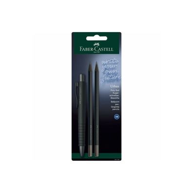 FABER-CASTELL Kugelschreiber-Set Urban schwarz Schreibfarbe blau, 1 Set
