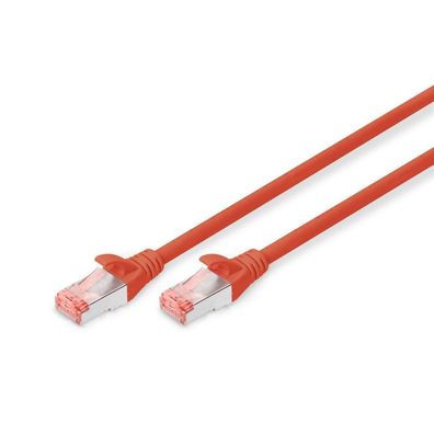 Digitus Patchkabel Cat6, S/FTP 2xRJ45, 5.0m rot, Hebelschutz Polybeutel