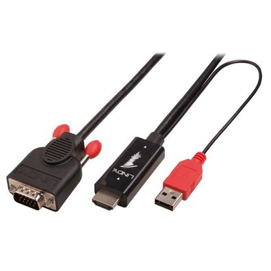 LINDY HDMI an VGA Kabel mit USB Typ A für Strom 1080p 1m
