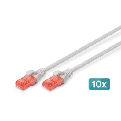 Digitus CAT 6 U/UTP Patchkabel - LSZH, 10 Stück, 0,5m, grau
