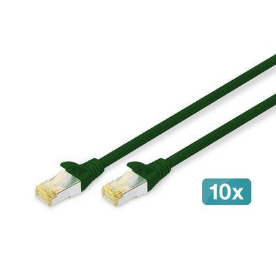 Digitus CAT 6A S/FTP Patchkabel, 10 Stück, 1m, grün