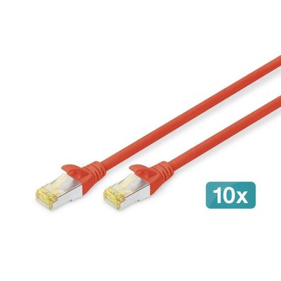 Digitus CAT 6A S/FTP Patchkabel, 10 Stück, 1m, rot