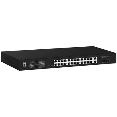 LevelOne Switch 24x GE GEP-2841 2xGSFP 19" 370W 24xPoE