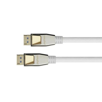 Python DisplayPort 2.0 Kabel Nylongeflecht weiß 3m