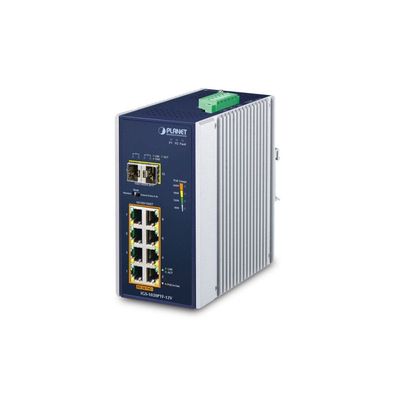 PLANET Industrial 8-Port GE 802.3at PoE + 2 1000X SFP + 12V