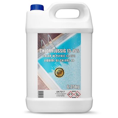 Chlor flüssig 6 Kg 13% fléssig Aktivchlor anorganisch Pool Liquid Schock Chlor