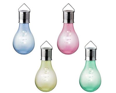 Solar Birne plastik 4 Farben Ø8cm H.14cm warm/weiß Stückpreis