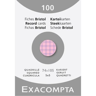 Karteikarten A7 kariert rosa 100St