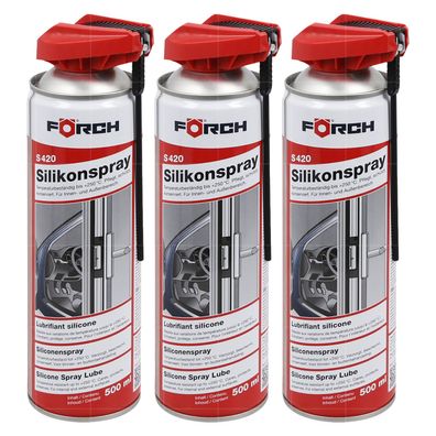 3x Foerch Silikon-Spray S420 500ml Silikonspray Gummipflege Schmiermittel