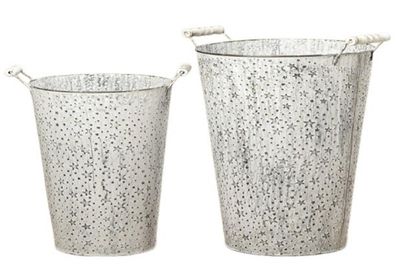 Vase Kiby H.34/40cm verzinkt weiß Sterne 2-teilig