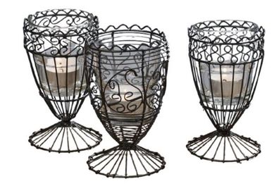 Windlicht Evely Eisen schwarz 3 Motive H.14 Ø.8 cm Stückpreis