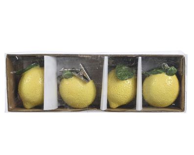 Tischdeckenbeschwerer Zitrone Polyresin L.5cm H.3cm gelb 4-teilig