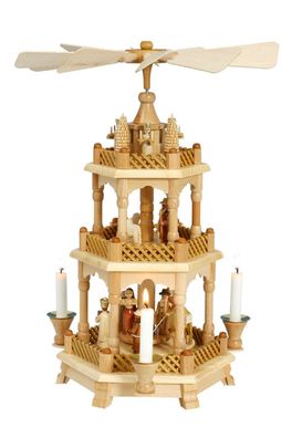 Pyramide Christi Geburt mit Engeln natur BxHxT 30x42x30cm NEU Holzpyramide Holz