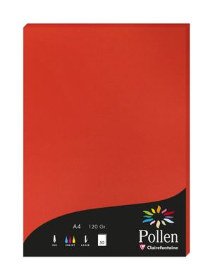 Clairefontaine Papier A4 Pollen 120g korallenrot 50Bl