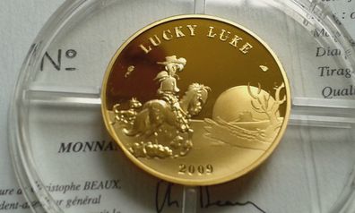Original 50 euro 2009 Frankreich Lucky Luke 1/4 Unze Gold PP 8,45g 920er